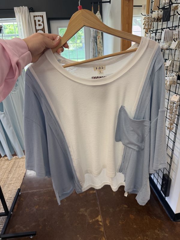 POL Sky Blue Multi Top