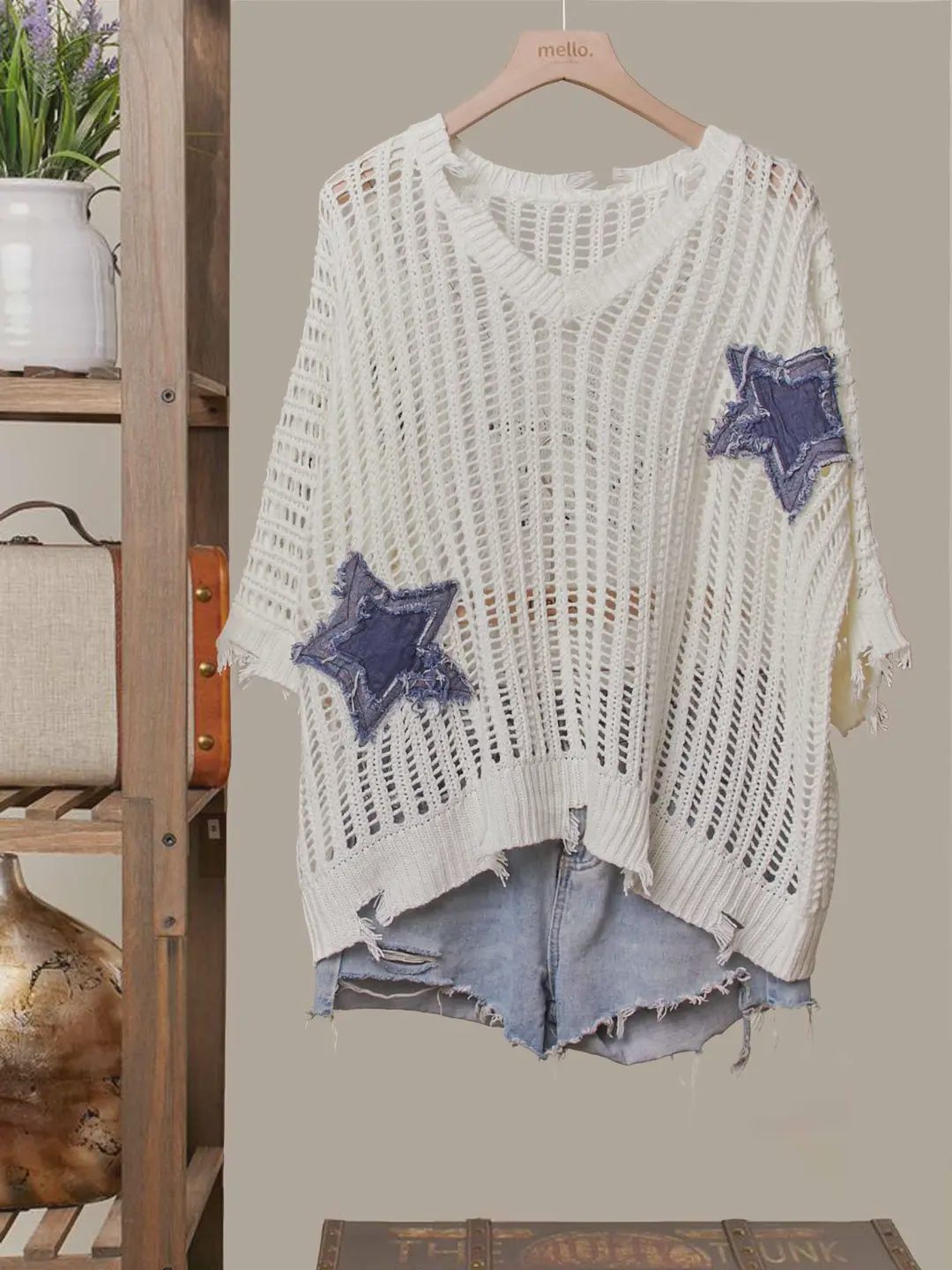 Mello White Star Top