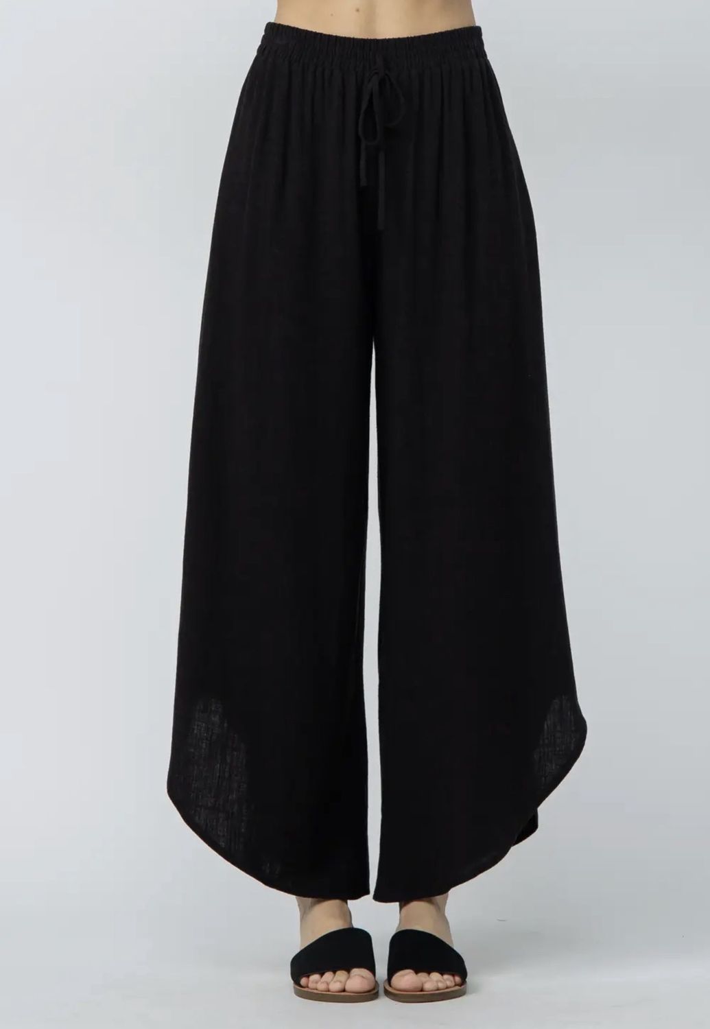 Linen Curved Hem Pants