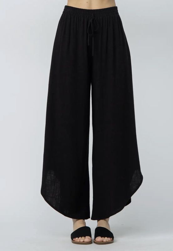 Linen Curved Hem Pants