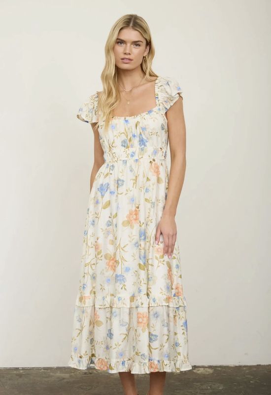 Floral Ruffle Midi Dress