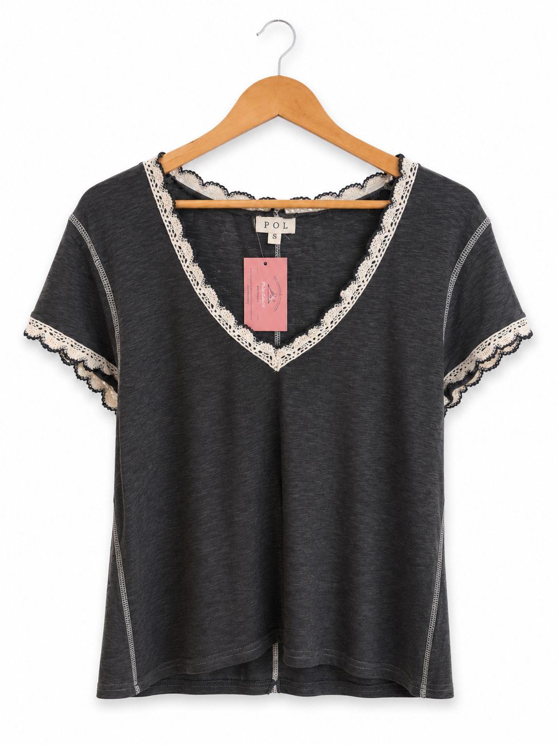 Charcoal and Ivory Top