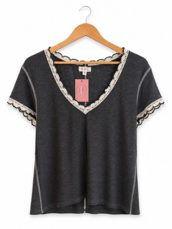 Charcoal and Ivory Top