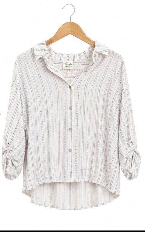 Roll Up Half Sleeve Stripe Shirt Top