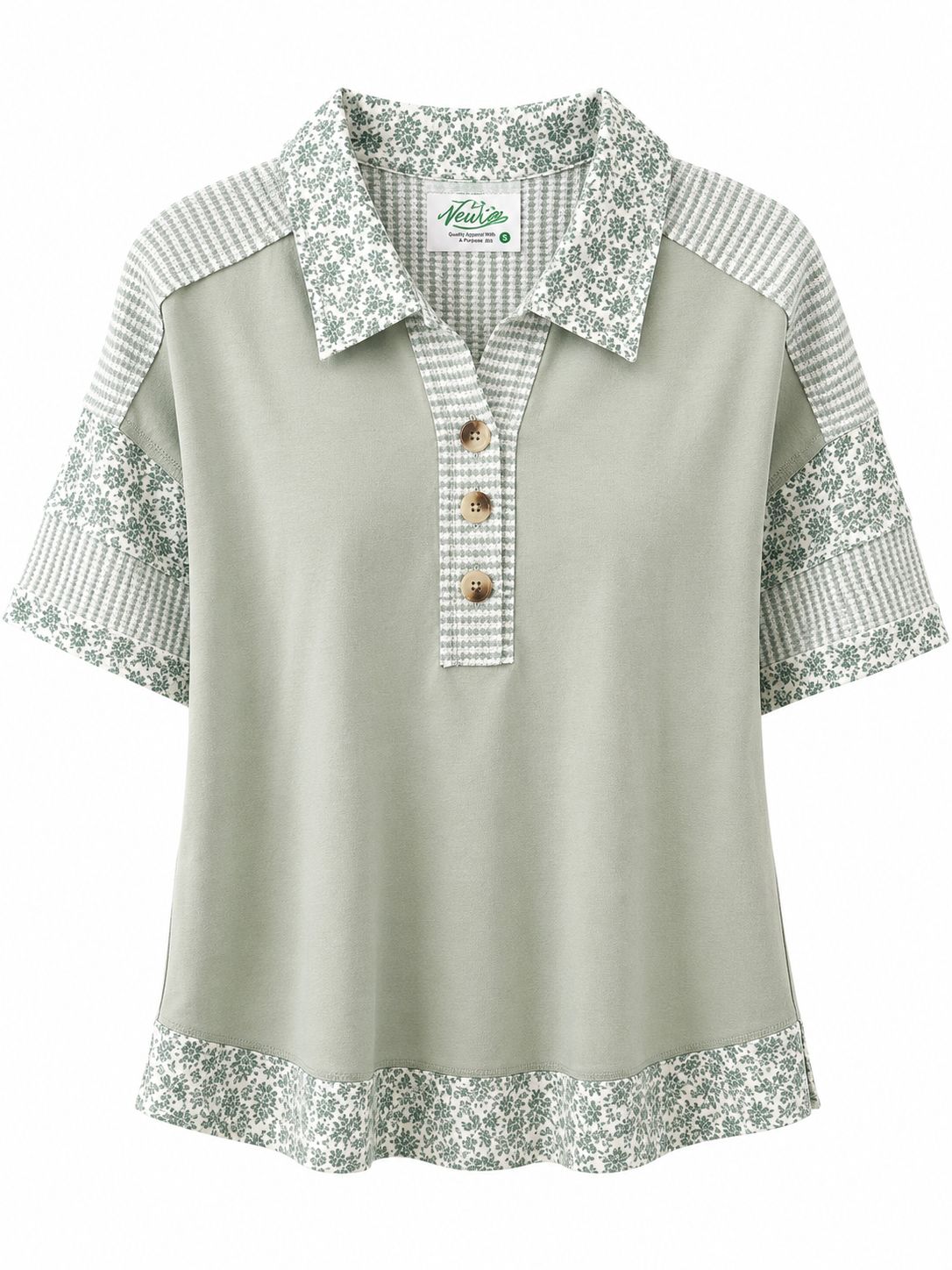 Oversized Half Button Down Collared Knit Top