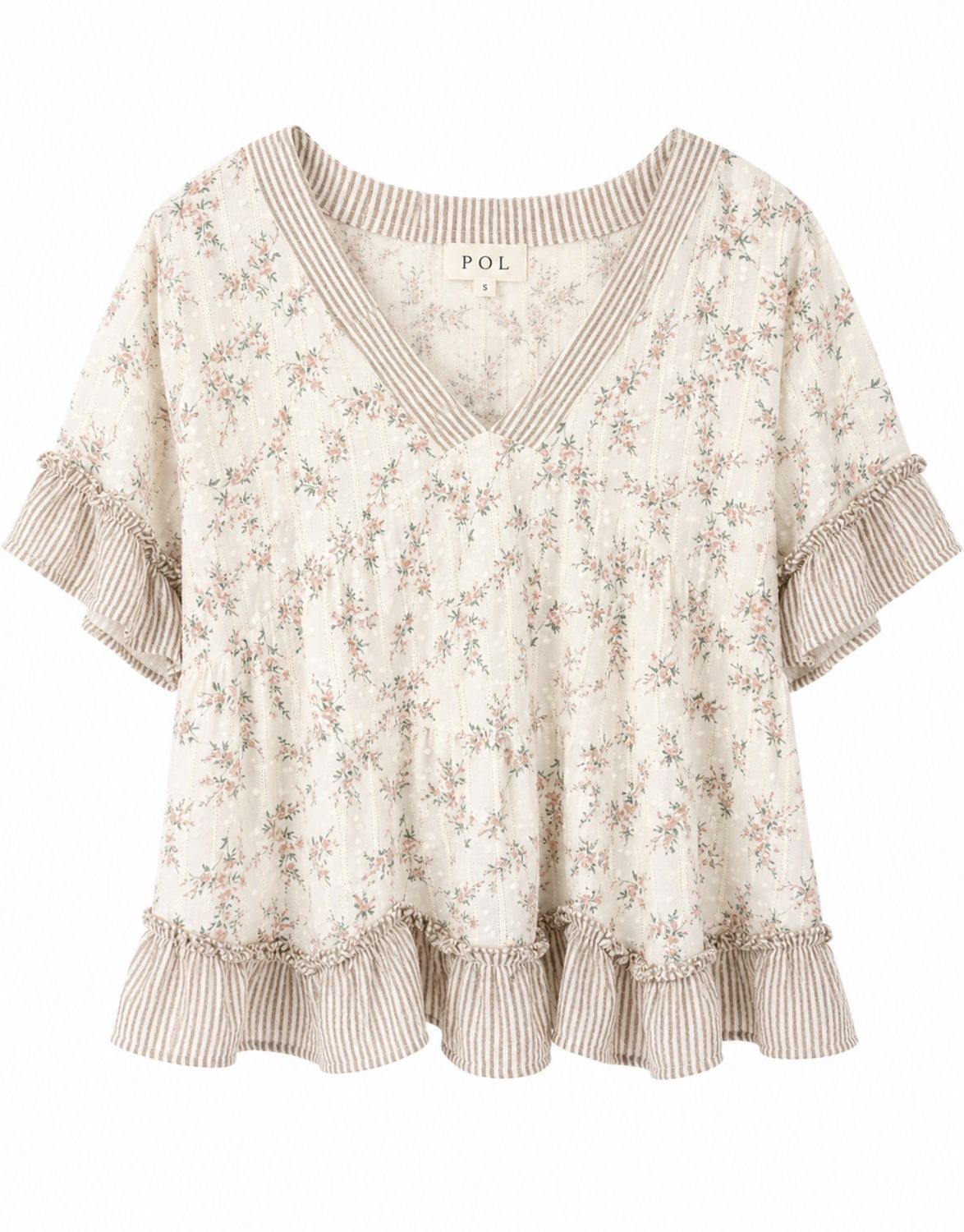 Floral Printed Ruffle Hem Blouse Top