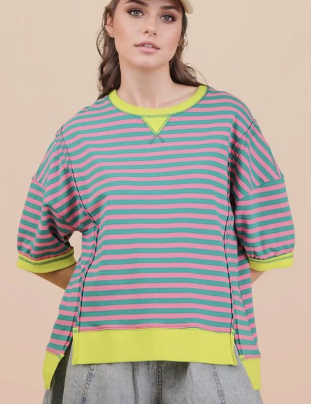 Oversized Stripe Casual Knit Top
