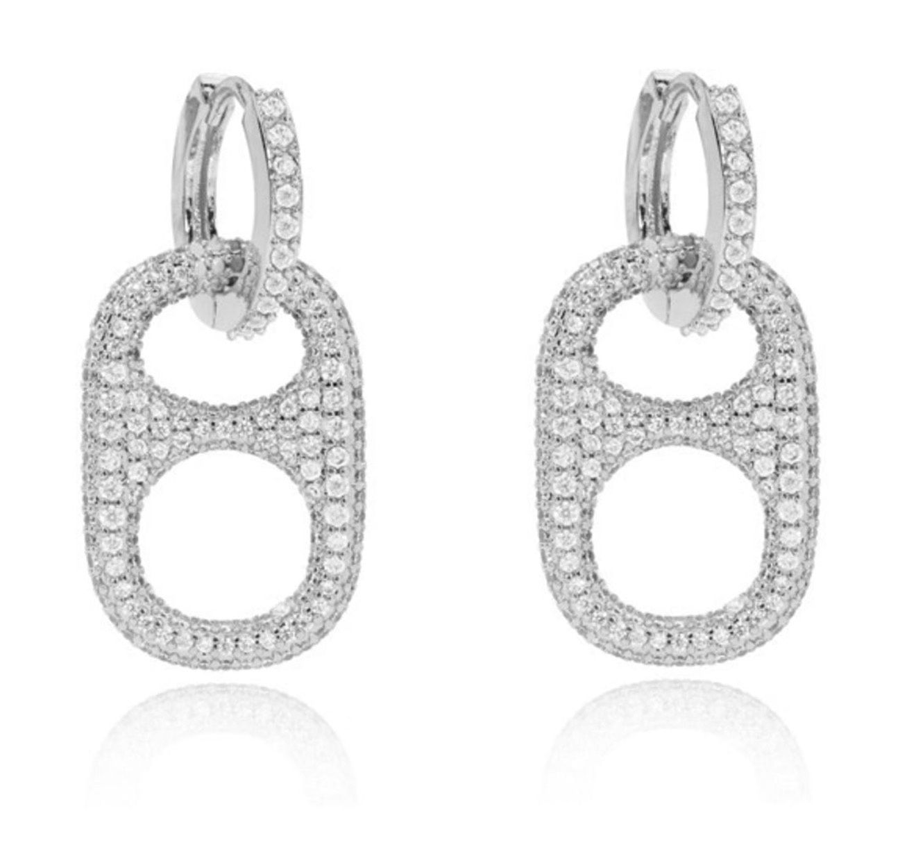 HillBetty Silver with Rhinestone Pop Tab Earrings