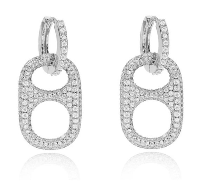 HillBetty Silver with Rhinestone Pop Tab Earrings
