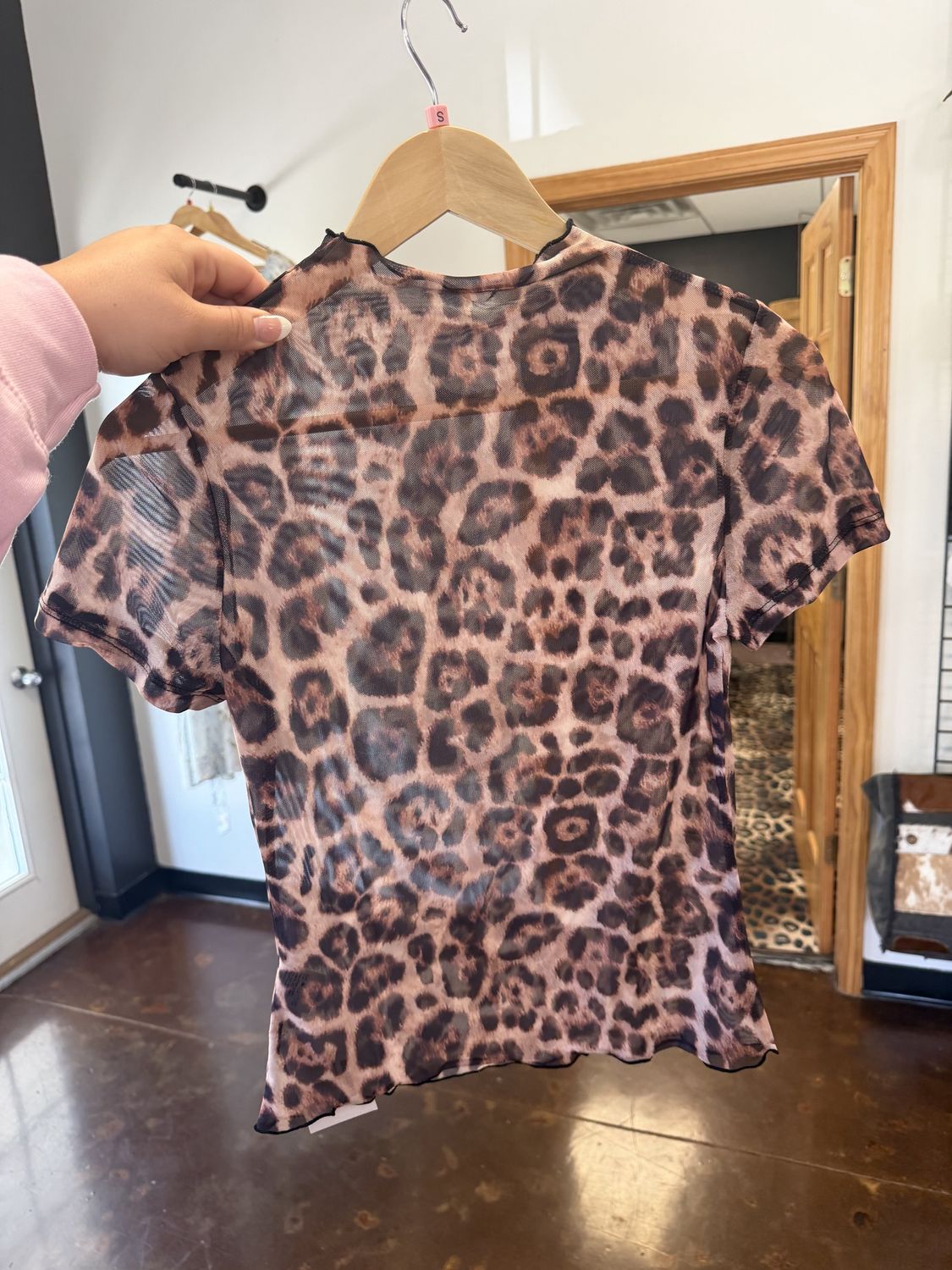 Leopard print mesh top