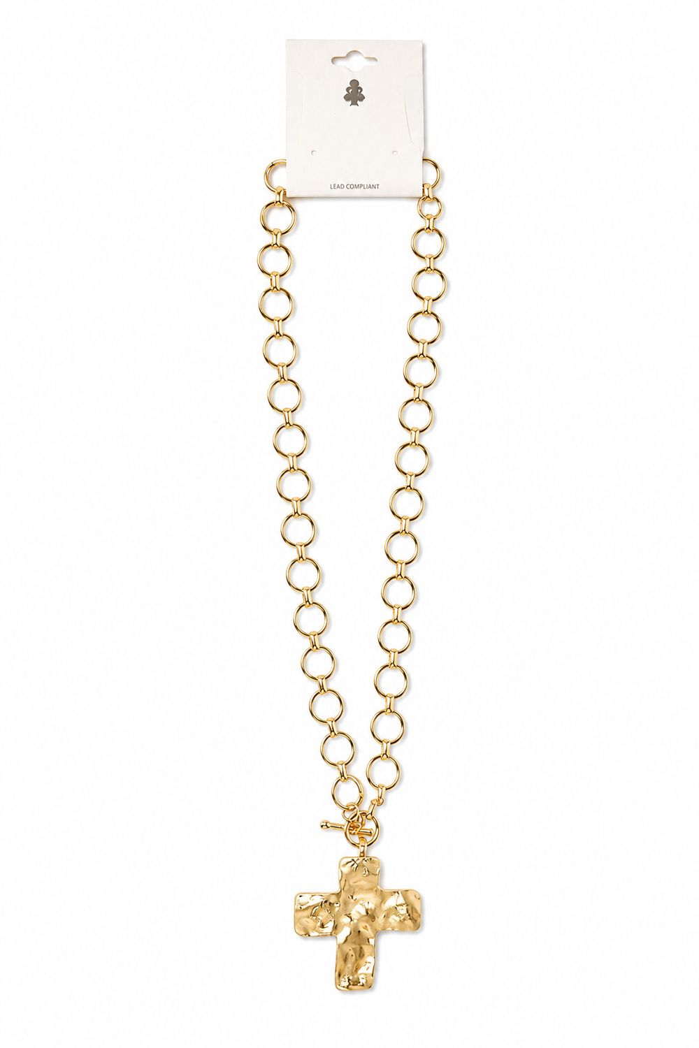 Gold Hammered Cross Necklace