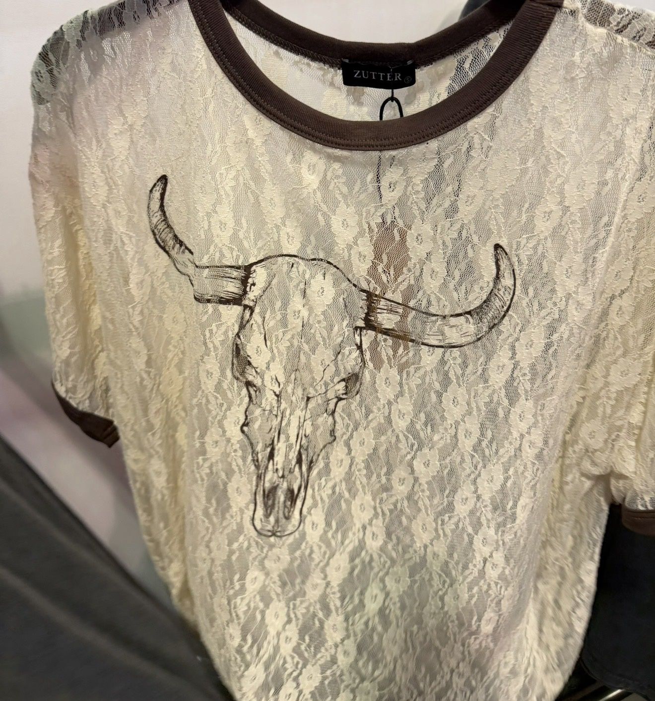 Longhorn Lace Ribbed T