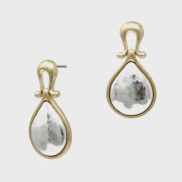 Gold u Shape with Silver Teardrop