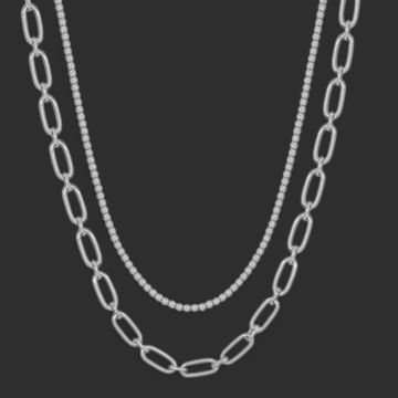 Water Resistant Beaded Silver Open Chain 16-18" Necklace