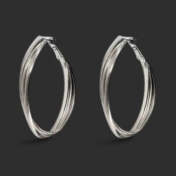 Silver Twisted 1.25" Hoop Earrings