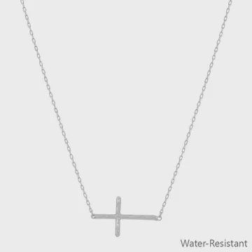 Silver Chain with Sideways Cross 16-18"