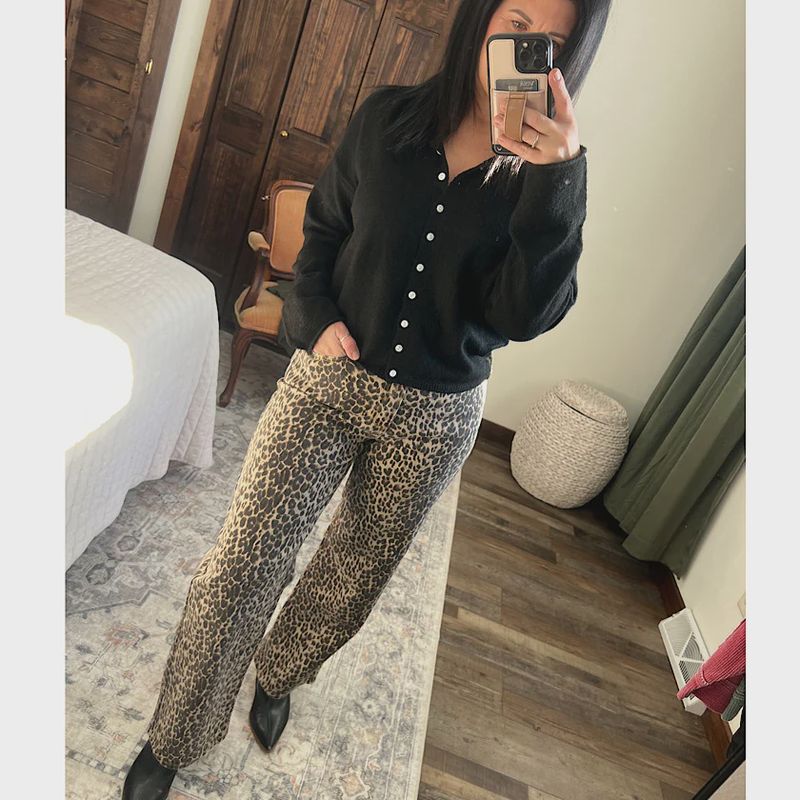 JBD High Rise Vintage Straight Leopard Jeans