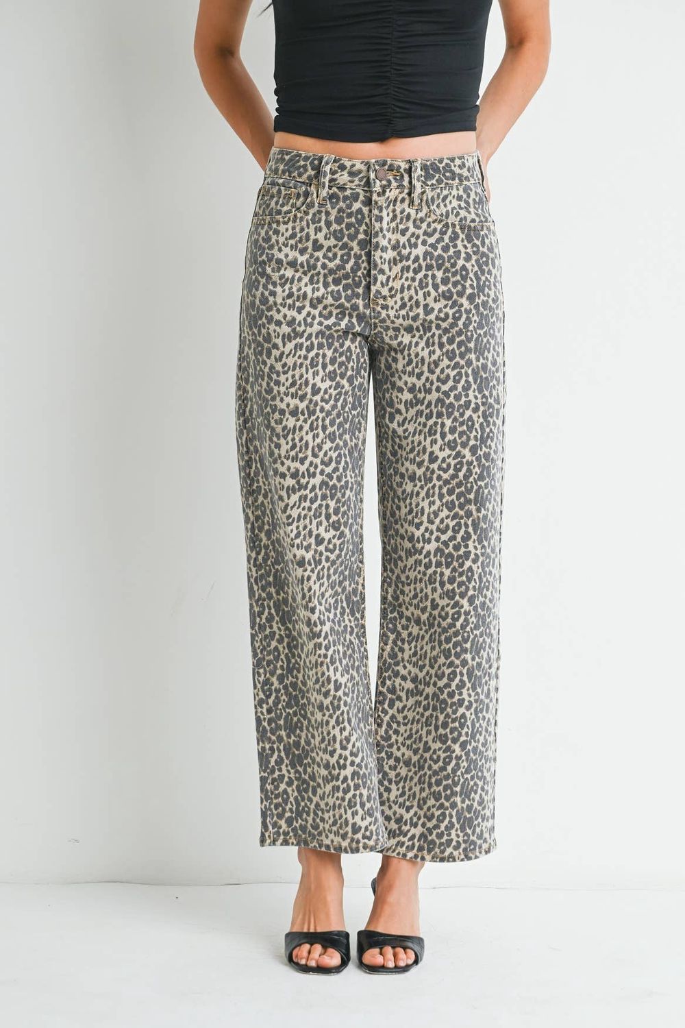JBD High Rise Vintage Straight Leopard Jeans