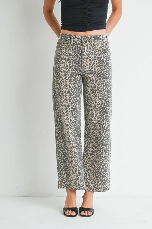 JBD High Rise Vintage Straight Leopard Jeans
