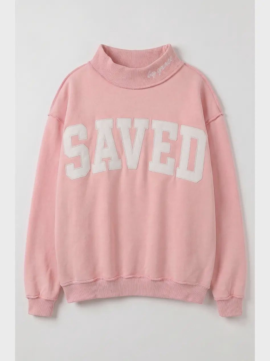 Embroidered Mock Neck Saved Top