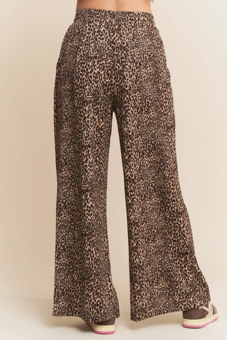 Waist String Leopard Printed Straight Long Pants