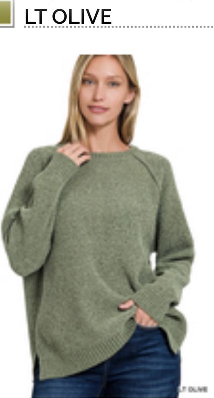 Zenana Chenille Soft Crew Neck Sweater