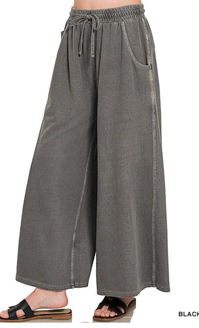 Zenana French terry pigment dye &amp; enzyme washed pants