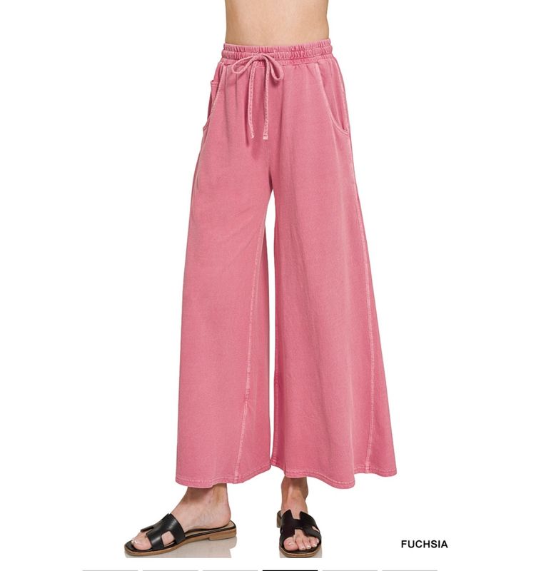 Zenana French terry pigment dye &amp; enzyme washed pants