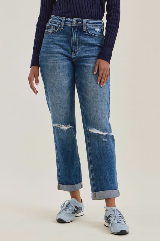 Judy Blue HW Billie Boyfriend Classic Stone Blue