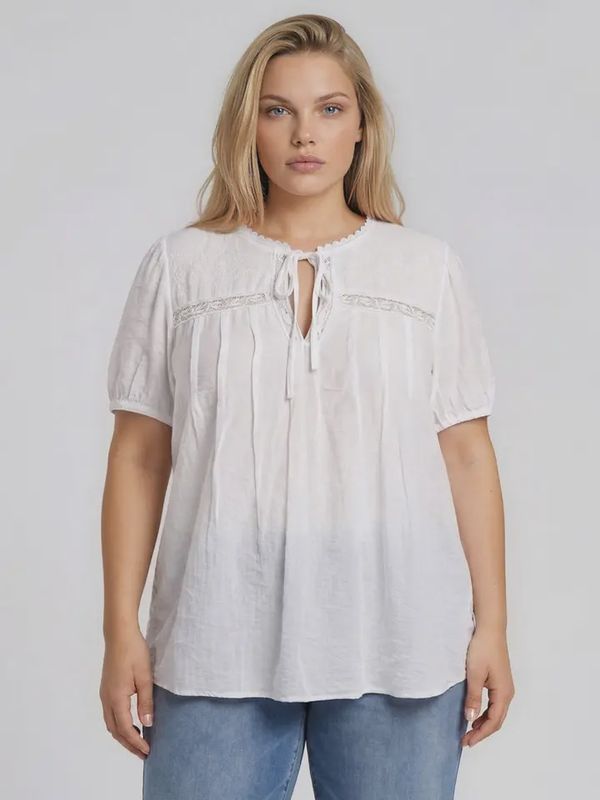 Plus Embroidered Lace Trim Top