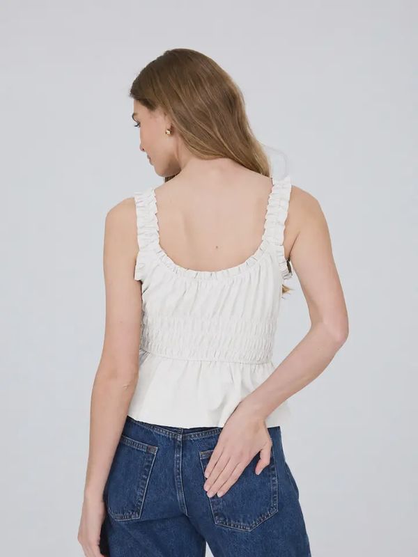 Ruffled Front Tie Shirred waist tank