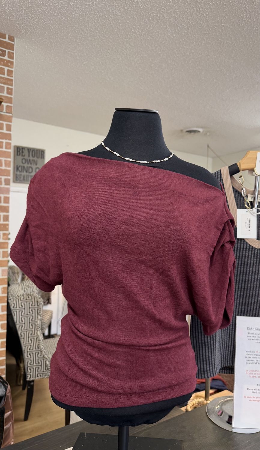 One Shoulder Ruched Short Sleeve Top