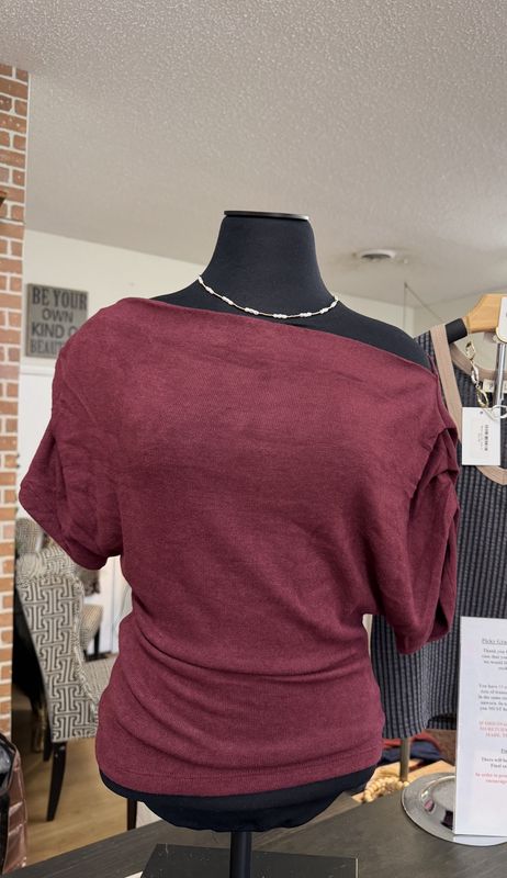 One Shoulder Ruched Short Sleeve Top