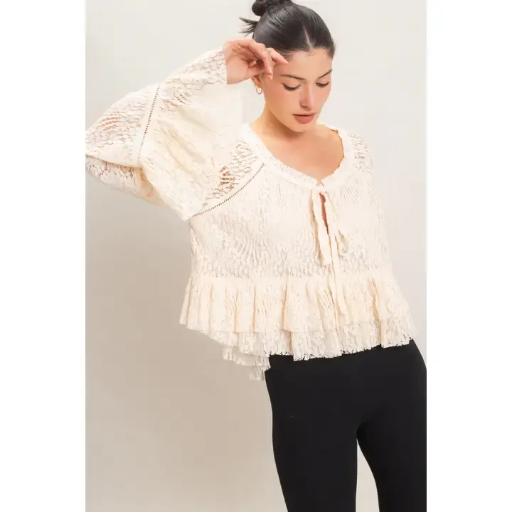 HYFVE Lace Bell Sleeve Top
