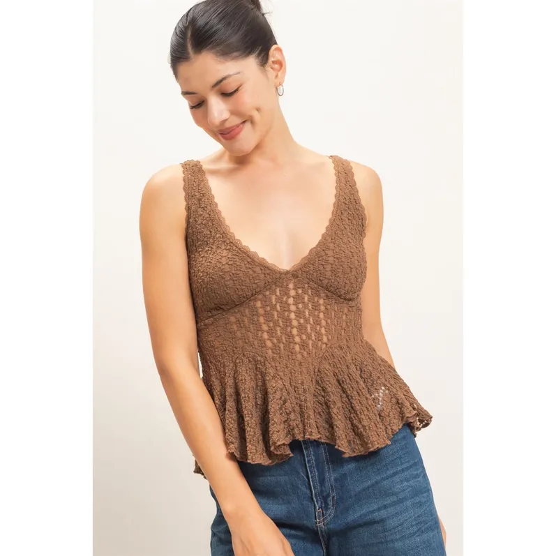 Lace V Neck Top