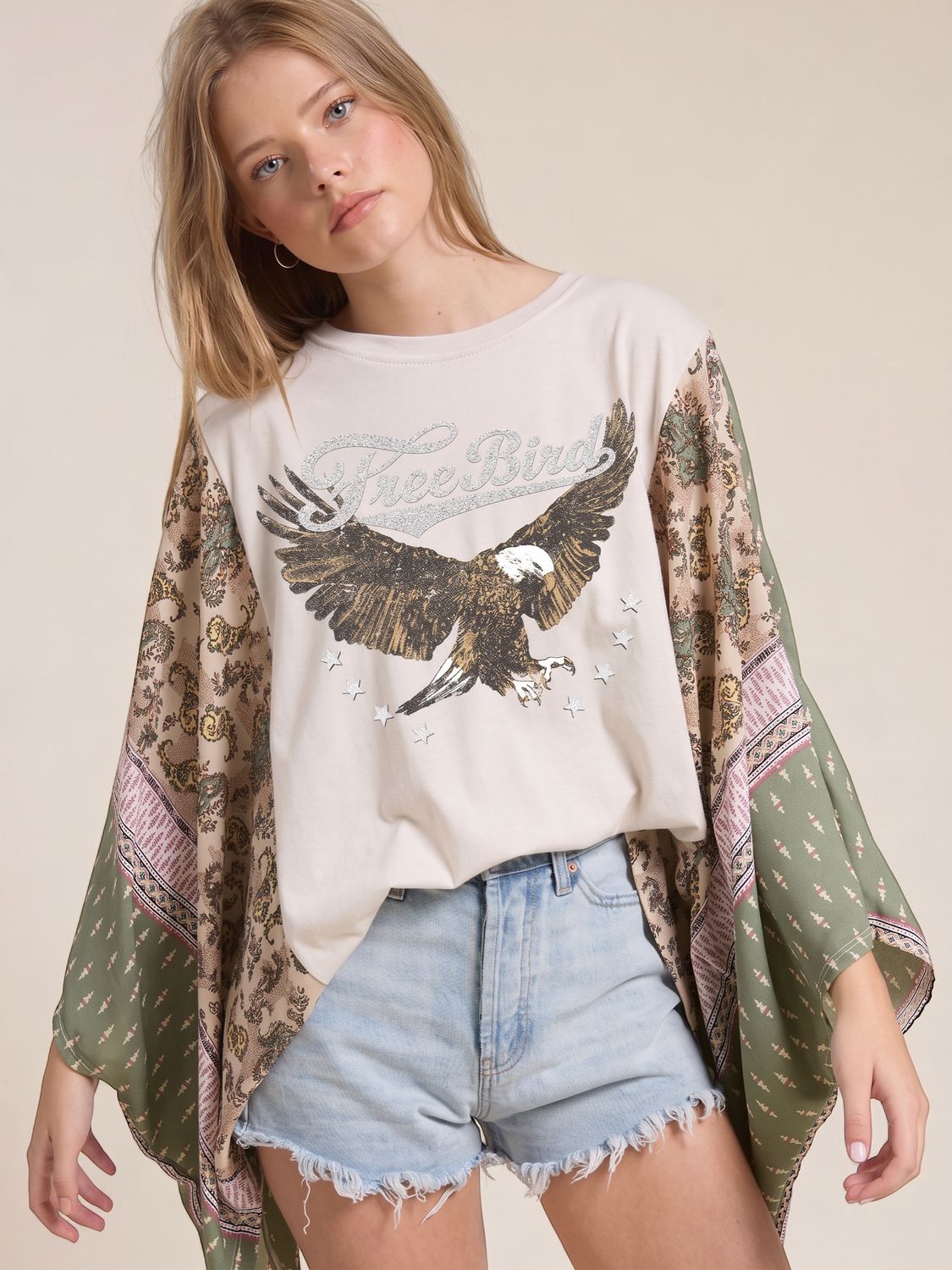 Zutter Free Bird Flowy Sleeve Top