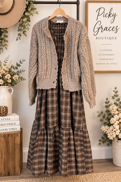 Eyelet Cable Knit Scalloped Trim Cardigan