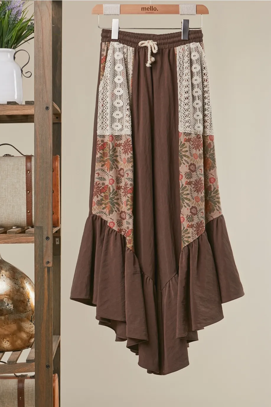 Brown Flowy Floral Pants