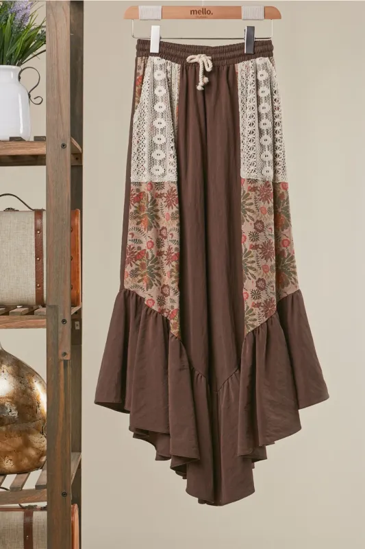 Brown Flowy Floral Pants
