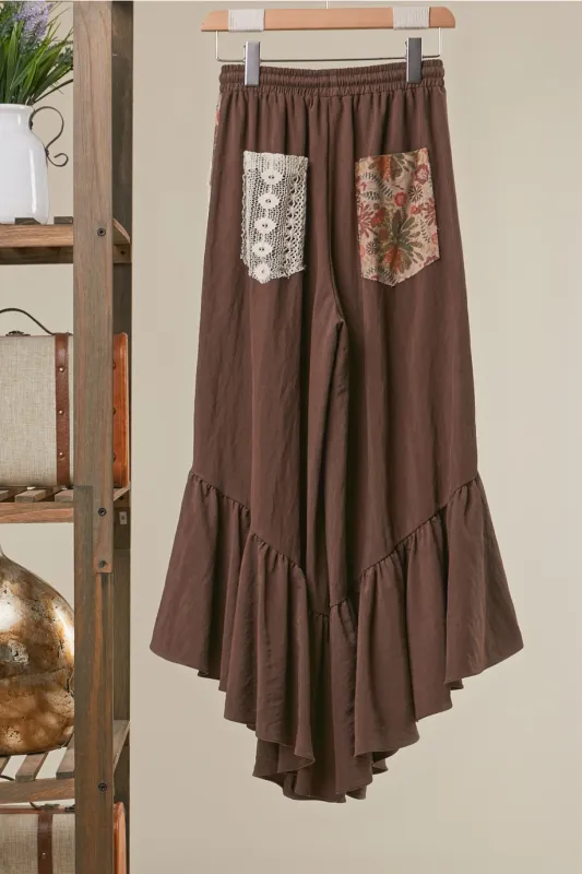 Brown Flowy Floral Pants