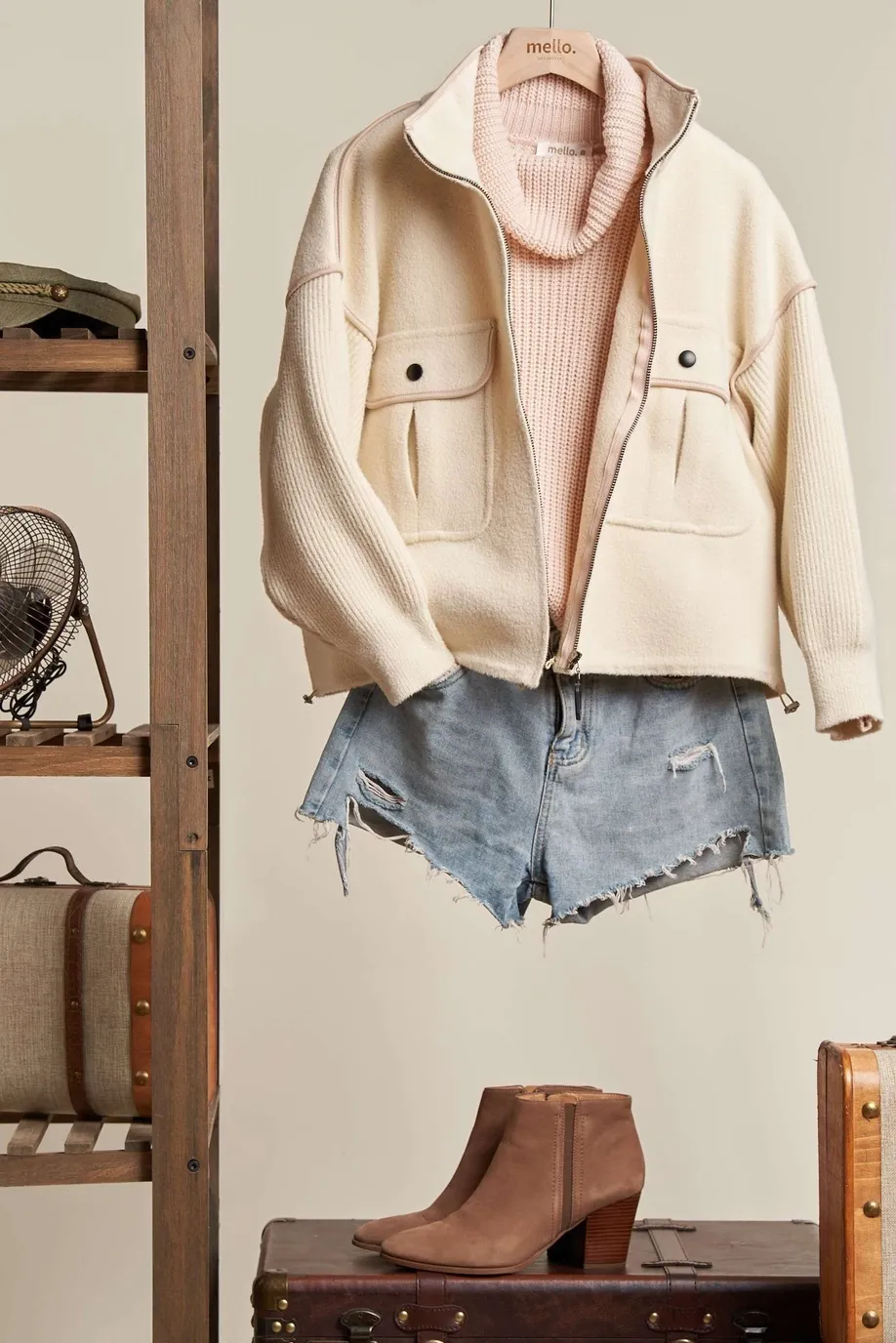 Oversize Jacket with Knit Sleeve