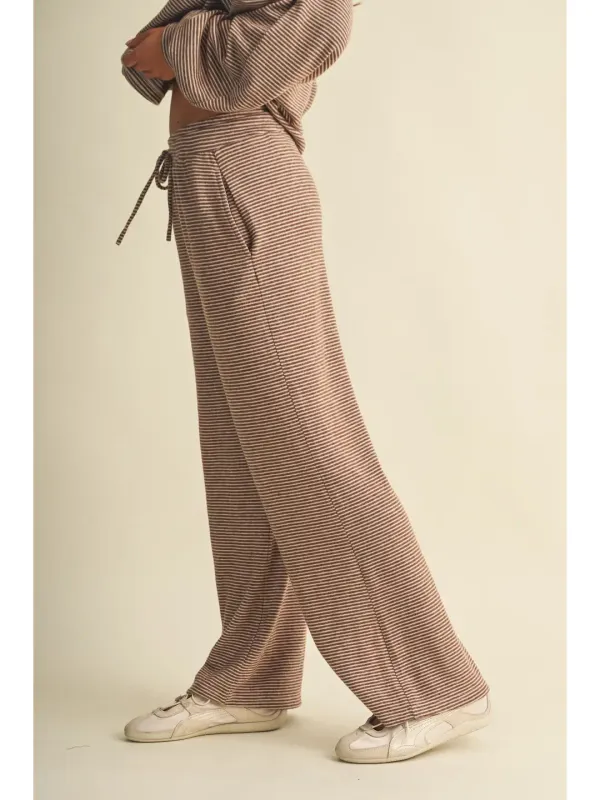 Striped Soft Brushed Hacci Wide Leg Pants