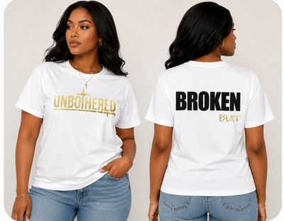 Broken but Unbothered Gold &amp; White T-Shirt