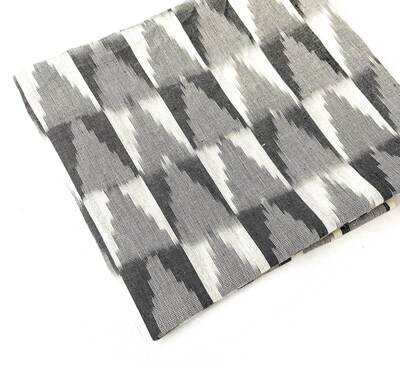 Grey White Handwoven Indian Ikat Fabric, Gray  Handloom Cotton Fabric, 44 Inches Wide,