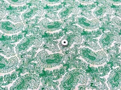 Green Paisley Cotton Fabric, Big Floral Print Indian Fabric, 44 inches Wide,