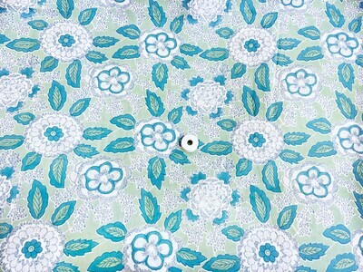 Mint Green Floral  Block Print Cotton Fabric, Dress Materials, 44 Inch Wide
