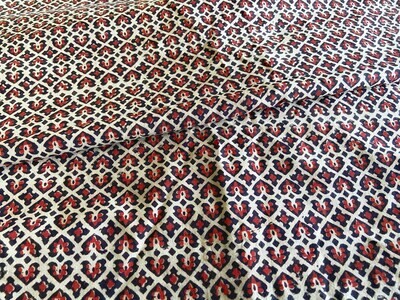 Floral Hand Block Print Kalamkari Cotton Fabric, Small Flower Print, Dress Materials, 44 inch wide