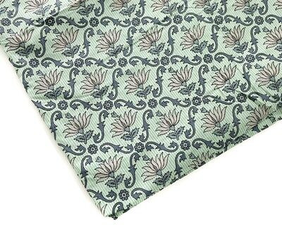 Lotus Print Block Print Cotton Fabric in Teal Green, Dress Materials,  44 Inches Wide