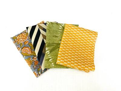 4 Pack Fat Quarter Bundle, Spring Color Fabric Set, Block Print Cotton Fabrics for Patchwork, Quilting,