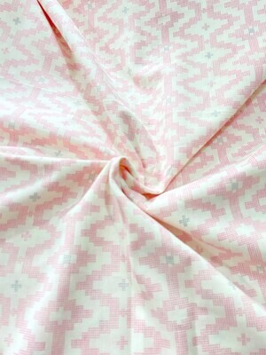 Geometric Pattern Lightweight Cotton Fabric Pink Off white Background for dress making quilting sewing crafting 44 in wide sold by half yard